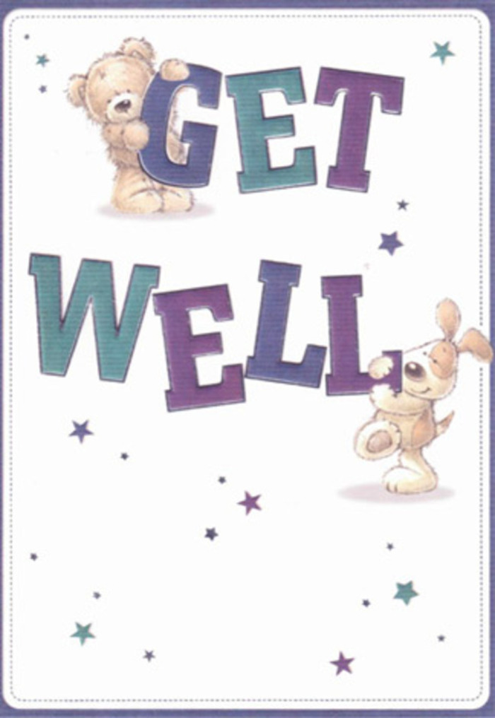 Wapping's spirit of gentle togetherness is perfectly mirrored in this delightful get well card, where heartfelt illustration and thoughtful composition unite. A plush teddy with expressive, inviting eyes and a floppy-eared puppy brimming with playful vigour stand surrounded by radiant stars, their poses and smiles reminiscent of warm embraces shared along Wapping Woods. The large, confident typography in gradient purples and sea-blue greens anchors the design, bringing both vibrancy and reassurance to the viewer. The detailed textures-the bear's soft fur and the puppy's downy ears-create a nearly tangible sense of comfort, like a favourite blanket or a perfectly scented bloom from Wapping Florist. Imagine pairing this card with a bespoke arrangement sent to a friend recovering near Hermitage Basin-their spirits buoyed by the double gesture. The mood is open and unburdened, the composition graceful and soothing, making this card a flawless messenger of hope and care in Wapping's riverside community.
